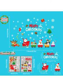 2pcs Christmas Window Clings Decorations,Static Christmas Window Sticker Decal,Large & Adjustable Double Sided Xmas Decal Ornament For Holiday New Year Party Home Store Winter Decor Wall Stickers Room Decor Wall Sticker Wall Decor Stickers Home Decor Christmas Decorations Christmas Decorations Home