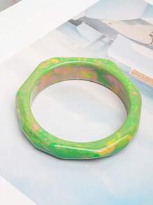 1 pieza Brazalete de resina redondo con brillo, rosa, elegante y refinado, adecuado como regalo o para uso diario