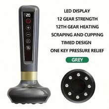 Dispositivo eléctrico de raspado meridiano, dispositivo de ventosas para desobstrucción meridiana, aparato inteligente de cupping, herramienta de masaje - Gris - Ver 1