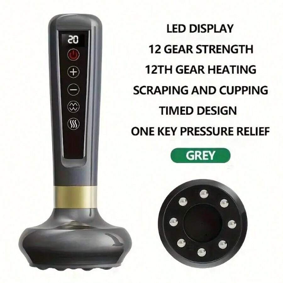 Dispositivo eléctrico de raspado meridiano, dispositivo de ventosas para desobstrucción meridiana, aparato inteligente de cupping, herramienta de masaje - Gris - Ver 1