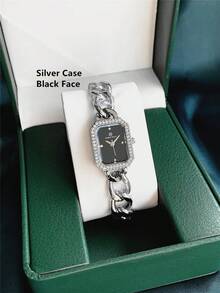 Pablo Raez 1pc Silver Elegant Women Jewelry Watch Summer Accessories Stainless Steel Bracelets Chain Vintage Quartz Lady Watch Female Fashion Simple White Face With Diamond Display Solid Metal Bracelet Luxury Quartz Dress Wristwatch With Blue Time-Adjuster Nice Teacher Gifts Hours For Female Friend Or Family Teenagers Students Lovely Clock Fit For Daily Life/Work/Study Party Decoration Graduation Wedding Birthday Present