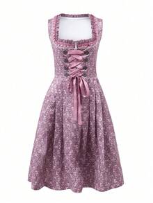 Oktoberfest Costumes For Women 2 Pieces German Dirndl Dress Traditional Beer Outfit Costume, Halloween