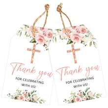 50 piezas Etiquetas de regalo con patrón floral para agradecer - Etiquetas de favor de de cruz con cuerdas, etiquetas de favor de fiesta de papel vintage blanco, adecuadas para bodas, cumpleaños, ocasiones de oración - Multicolor - Ver 12
