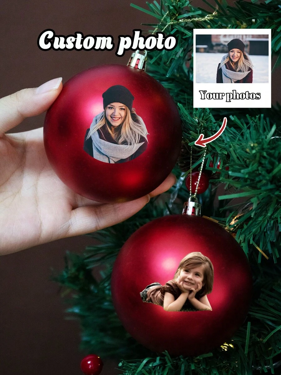 Custom Christmas Decorations With Photo, Personalized Christmas Decor, Customized Picture Christmas Ornaments, Customizable Christmas Tree Decorations, Christmas Balls, Christmas Bulbs Ornaments, Christmas, Diy Ornaments, Outdoor, Garden, Room Decor, Living Room, Boys, Girls, Mom, Dad, Kids, Family