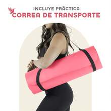 MUUK FITNESS Tapete de Yoga Foamy Antideslizante 150 x 59 cm | Esterilla Ligera de 8 mm con Correa de Transporte| Almohadilla para Rodillas y Codos | Material EVA Resistente, Ligero y Cómodo | Ideal para Ejercicio en Casa, Gimnasio, Parque, Viajes, Meditación y Estiramientos - Rojo - Ver 4