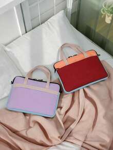 New Dopamine Color Men's Briefcase, Ultra-Thin Laptop Bag, Business Large Capacity Notebook Sleeve, Casual Solid Color Handbag