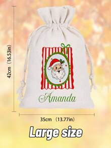 1 pièce Sac de rangement personnalisé Père Noël, texte personnalisé, sac cadeau de Noël personnalisé, grand sac en canevas de Noël avec cordon, sac cadeau de fête en canevas de style spécial, trois tailles au choix, parfait pour la décoration de Noël et les cadeaux de Noël, Makezbright Cadeaux personnalisés, Cadeaux drôles du Père Noël, Ornements personnalisés