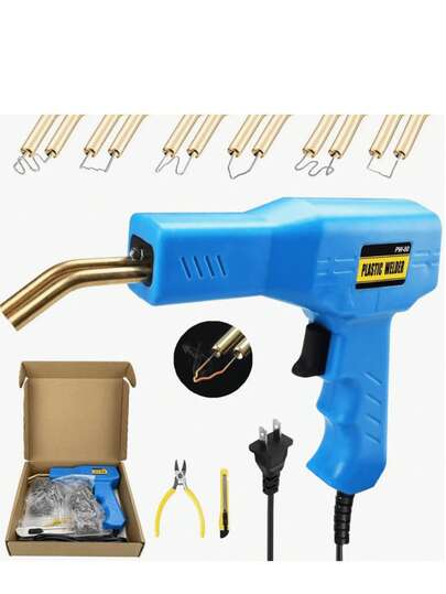 Soldador de Plástico,80W Plástico Soldadura Máquina,800pcs Kit de Grapadora Caliente para Reparar Plástico Roto/Guardabarros/Piezas de Coche, con Alicate, 6 Tipos de Grapas Calientes Onduladas