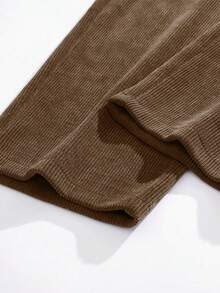 Plus Size Men's Corduroy Straight Leg Pants, Casual Loose Fit Versatile Trousers For Spring & Autumn, For Winter - Coffee Brown - View 5