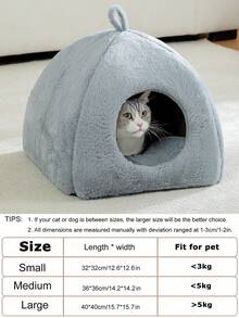 PETSIN 1 Pc Comfortable And Cute Pet Cat Bed House, Detachable And Washable Cat House, Warm Pet Cave Nest In Winter, Suitable For Indoor Use Of Rabbits, Puppies And Cats - Grey - View 3