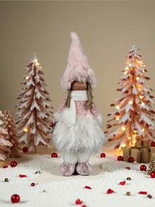 1PC Pink/Brown/Grey Christmas Girl Doll 15.35inch Christmas Girl, Christmas Ornament Home Doll, 2025 Christmas New Year Gift, Christmas Holiday Decoration, Christmas Tree Decoration, New Year Decoration, Holiday Atmosphere Decoration, Suitable For Christmas Decoration Doll Ornaments, Christmas Gifts Between Friends - Multicolor - View 10