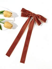 1pc Women's Solid Color Velvet Minimalist Bow Hair Clip, Suitable For Everyday Wear, Cute Accessories, Claw Clips