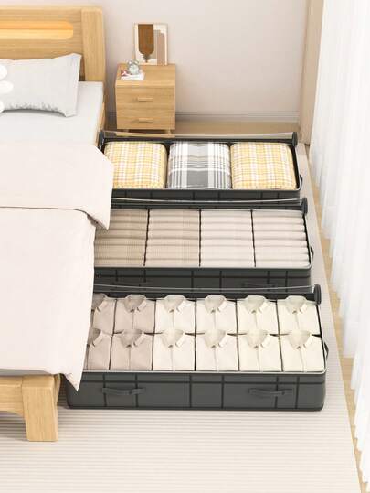 1 grote grijze opbergtas voor schoenen, grote opvouwbare opbergtas voor schoenen, deken, kussen, deken, opbergtas voor de onderkant van het bed, opbergdoos met transparant venster, opbergtas met grote capaciteit, opbergtas voor schoenen, opbergtas met rits, decoratie voor de kamer, huisdecoratie, slaapkamerdecoratie