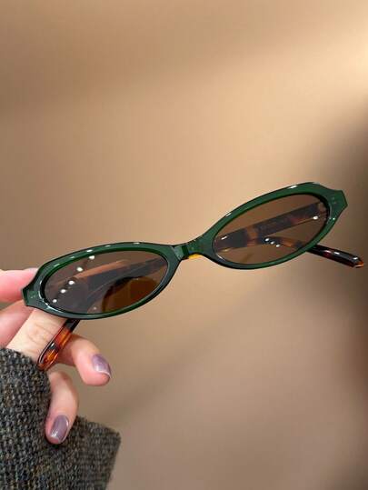 1 pieza Gafas de moda con marco ovalado pequeño y retro para niños/adolescentes, adecuadas para fiestas, estilo callejero, viajes al aire libre, playa, accesorios de fotografía