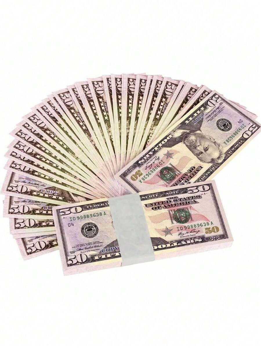 300pcs Prop Coins, Realistic $50 Replicas, Suitable For Movie And Video Shooting, Board Games, Magic, Birthday And Wedding Party Decoration Atmosphere, Party Game Event Props, Ideal Gifts For Christmas And Thanksgiving