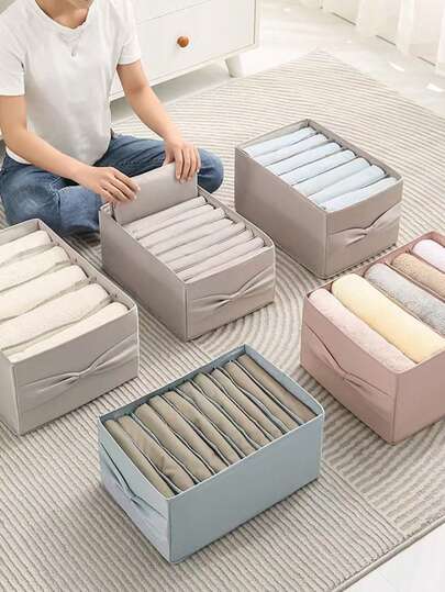 1 pieza Divisor de ropa de armario grande 7 cajas de almacenamiento de gabinete Caja de almacenamiento lavable Bolsa de almacenamiento plegable para ropa interior