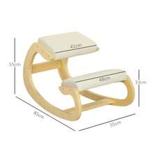 HOMCOM Ergonomic Rocking Knee Stool For Home Office Improves Posture, Cream - Milky - View 9