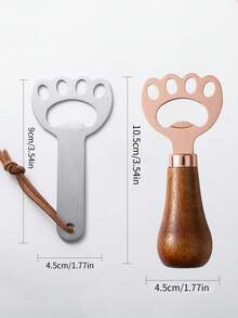 1pc Creative Beverage Sparkling Wine Stainless Steel Beer Bottle Opener, Wooden Design - Multicolor - View 2