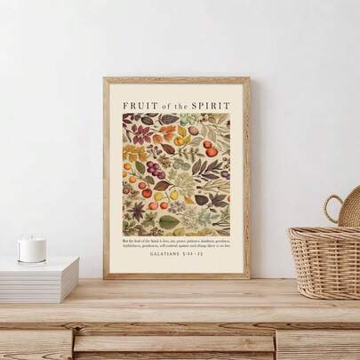 1 件/套圣灵的果子墙饰，圣经墙饰，加拉太书 5:22，基督教家居装饰，复古圣经海报印刷，圣经经文墙饰，客厅家居装饰，墙饰，无框架