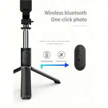 Trípode Extensible para Selfies de 103 cm, Estabilización y Control Remoto sin varillas, Rotación 360°, Ideal para Fotografía en Móviles - Negro - Ver 5