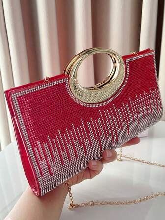 New Arrival Sparkling Clutch Bag, Small Square Bag, Women's Evening Bag, Bridal Shoulder Bag, Fully Rhinestone Embellished