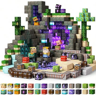 75/125PCS Magnetic Blocks, Desert Adventure Theme Magnetic Toys Building Blocks,Iron Box Suitable For STEM Toys For Children, Magnet Cubes Toddler Kids Toys, Sensory STEM Toys For 3 Year Old + Boys And Girls Birthday Gifts Travel Outdoor Kids Games Random Colors