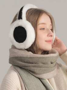 1 pieza Orejera de invierno para mujer, orejeras térmicas forradas para exteriores, tela de unicolor y linda