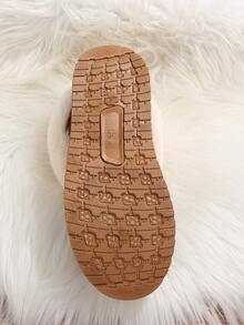 2025 New Autumn/Winter Thermal Slippers, Suede Fleece Thick Sole PlushThermal Linedd Warm Slippers, Non-Slip Fashion House Shoes, Preppy Campus Street Style Fluffy Lining