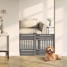 USA Puerta para Perros de 61.0 a 99.1, de Plástico para Interiores, Extensible Y Portátil para Umbrales de Puertas, de 63.5 Ae Al, Gris - 1 - Ver 1