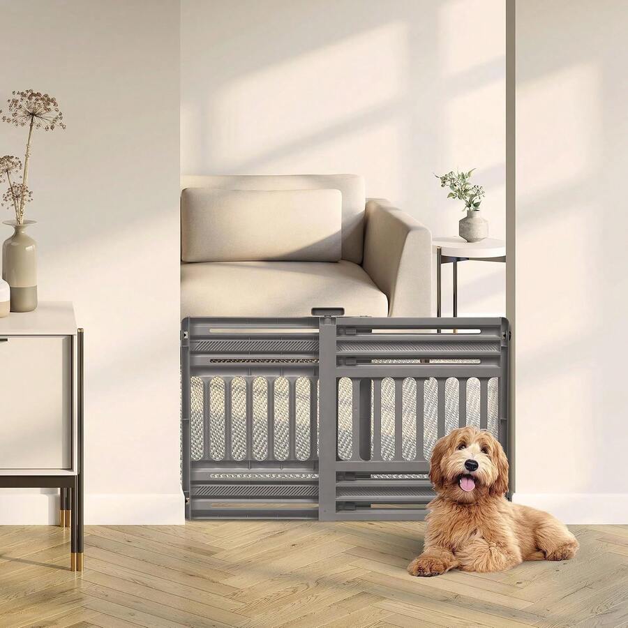 USA Puerta para Perros de 61.0 a 99.1, de Plástico para Interiores, Extensible Y Portátil para Umbrales de Puertas, de 63.5 Ae Al, Gris - 1 - Ver 1