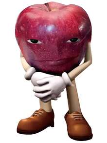 T-shirt unisexe 100% coton "Me Asf Apple" avec une pomme drôle avec un visage, mème Wapple - Blanc - Voir 2