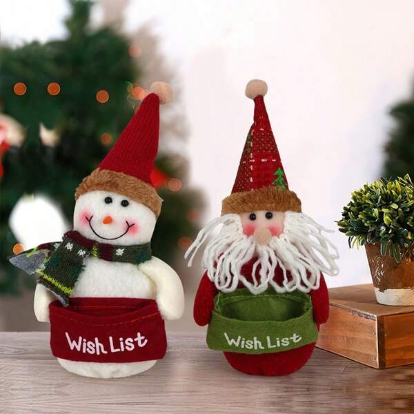 زينة عيد الميلاد دمى قماشية كرتونية لرجل الثلج وسانتا كلوز، ديكور وهدايا عيد الميلاد المبتكرة