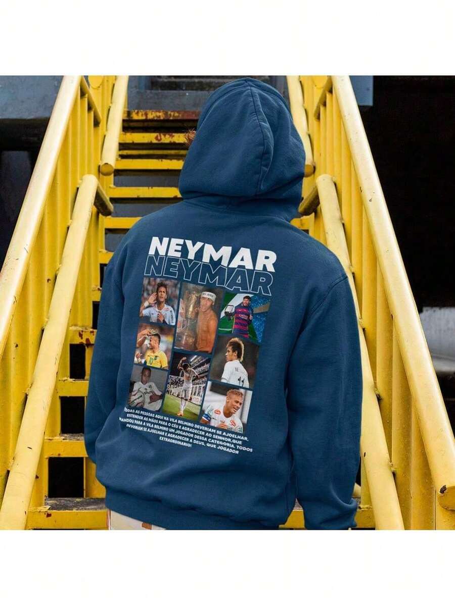 Boy's Sweatshirt Ney Personalized Cold Weather Flannel Football Shirt - Navy Blue - View 1