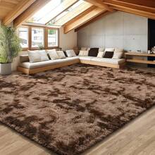 Merry Christmas Winter Soft Plush Shag Rug 5x7, Ultra Fluffy Rug For Living Room Bedroom, Non-Slip Fuzzy Large Area Rug For Living Room, Carpet For Girl Boy Kids, Modern Indoor Home Decor Aesthetic, Black - 咖啡棕 - 查看 4