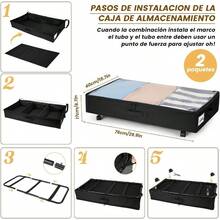 Pack de 2 Contenedores de Almacenamiento Debajo de la Cama con Ruedas y 3 Asas Reforzadas Organizador de Almacenamiento de Gran Capacidad con Ventana Transparente se Adapta Ropa y Zapatos - Negro - Ver 8