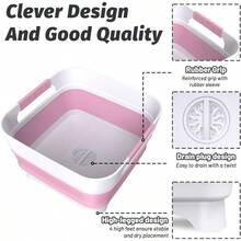 Collapsible Dish Basin With Drain, 9L2.4Gal Capacity, Space Saving Portable Sink Bottle, Kitchen, Camping RV, Gray - 粉色 - 查看 4