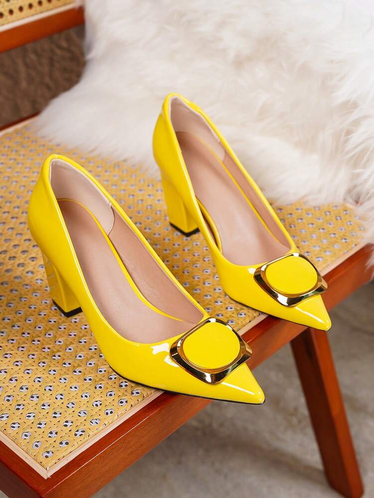 YELLOW イエロー パンプス ハイヒール デニム リボン プラスサイズ女性用ファッショナブルなグリーンデコレーション尖った