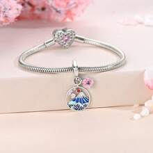 1 件镀银创意日本文化系列猫咪不倒翁和服娃娃木屐扇子千纸鹤鲤鱼旗底座设计饰品适合原创手链项链串珠 DIY 珠宝制作女士女孩生日珠宝礼物 - 銀色 - 查看 6