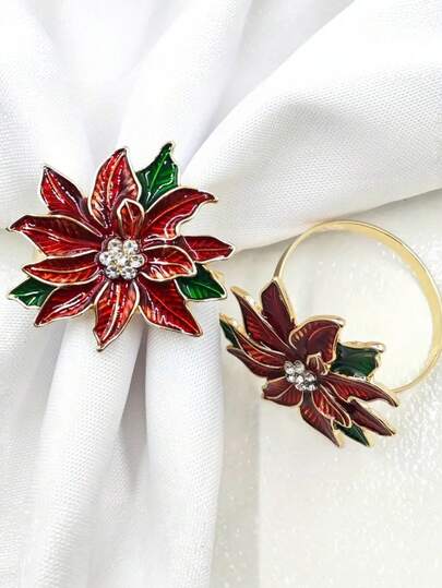 1PC Christmas Romantic Alloy Diamond Christmas Tree Napkin Ring, Suitable For Table Decoration For Weddings, Ceremonies, Celebrations, Parties And Other Occasions, Suitable For Valentine's Day, Easy To Clean And Reusable