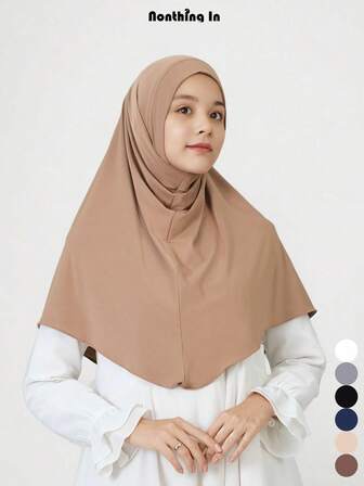 10+ Years 1pc Instant Hijab Arab-Style Soft Light Round Edge Headscarf Malaysia Silk Touch Hijab Undercap High-Elasticity Modest Under Scarf Easy-To-Wear Headwrap InvisibleHijab Girl Girl Outdoor Sport