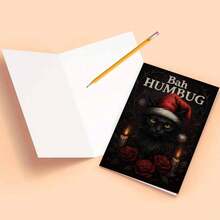 1 بطاقة تهنئة عيد الميلاد مع مغلف (11 سم * 16 سم) بتصميم قطة سوداء مضحكة "Bah Humbug" ، مشهد احتفالي بالقطط والورود ، مثالية للأصدقاء ، مناسبة لاحتفالات عيد الميلاد ، بطاقة تهنئة عيد الميلاد الساخرة | بطاقة عيد الميلاد الساخرة | بطاقة تهنئة ورقية