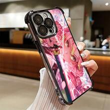 Funda de Teléfono de Personaje de Espadachín de Anime Rosa para iPhone 16 15 14 13 12 11 Pro Max X XR XSMAX 8 7 Plus, Cubierta Trasera Transparente Suave a Prueba de Golpes - transparente - Ver 1