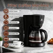 SUPERLEX 3-In-1 Coffee Machine, 1.25L Drip Coffee Machine, One-Touch Automatic Espresso Machine, Cappuccino Machine, Hot And Iced Coffee Machine For Ground Coffee, Extraction Brewing Coffee Machine, Removable Anti-Drip Function To Avoid Cleaning, Permanent Filter, Multi-Person Sharing Suitable For Latte, Mocha, Cappuccino - Xem 6