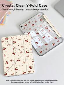 Cute Red Cherry Pattern Tablet Case Compatible With IPad Air 11-Inch M3 2025 / M2 2024, IPad Air 5th Generation 2022 , IPad (A16) 11 Inch 11th Generation 2025,Compatible With Samsung Galaxy Tab,Kindle Paperwhite 12th Gen 2024, Clear Back ,Fashion Pattern Protective Case,Automatic Sleep And Wake-Up Function, Airbag Protection, Suitable For Gifts And Office Use - Multicolor - View 5