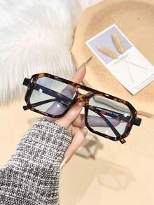 Fashion Street Style Double Bridge Square Frame Glasses - Various - View 5