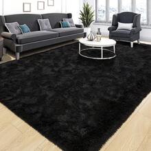 8x10 Area Rugs For Living Room, Ultra Soft Large Shag Black Bedroom Rug Upgrade Non-Slip Plush Modern Fluffy Carpet For Kids Boys Girls Room Home Decor Aesthetic - 黑色 - 查看 1