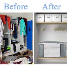 6Pcs Zippered Storage Bag For Closet King Comforter, Pillow, Quilt, Bedding, Clothes, Blanket Organizers With Large Clear Window & Carry Handles Space Saver - 灰色 - 查看 3