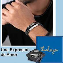 Pulsera de Cuero Hombre Brazalete de Tejidas Hombre con Cierre Magnético Pulseras Piel Trenzado de Moda para Hombres Regalos para Papá Dia de Padre Regalos de Cumpleaños - como en la foto - Ver 6