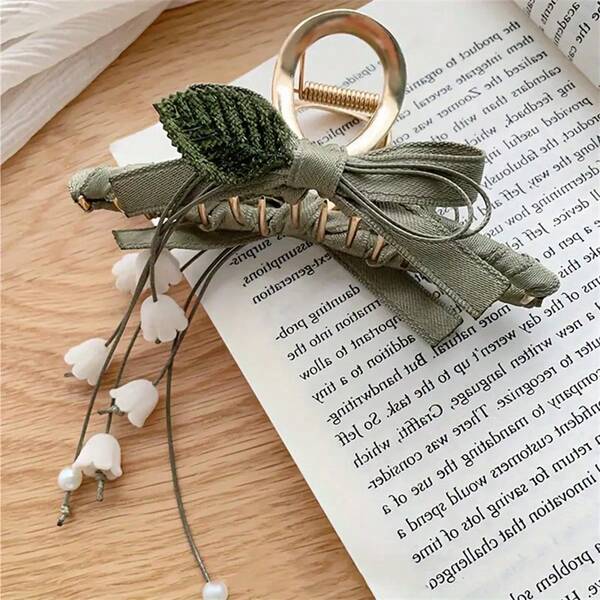 2 piezas Clips de pelo con flor de lirio y borlas, Clips de pelo elegantes, Accesorios de pelo retro, Clips de pelo para decoración navideña, Clips de pelo de moda para fiestas