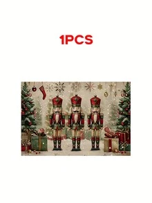 1/4/6/8/12 piezas, Manteles individuales de Soldado Cascanueces de Navidad - 12.6x16.54 pulgadas para comidas navideñas, lavar a mano solamente, manteles rectangulares tejidos de lino con diseño de árbol de Navidad y Cascanueces para decoración del hogar, cocina y fiestas